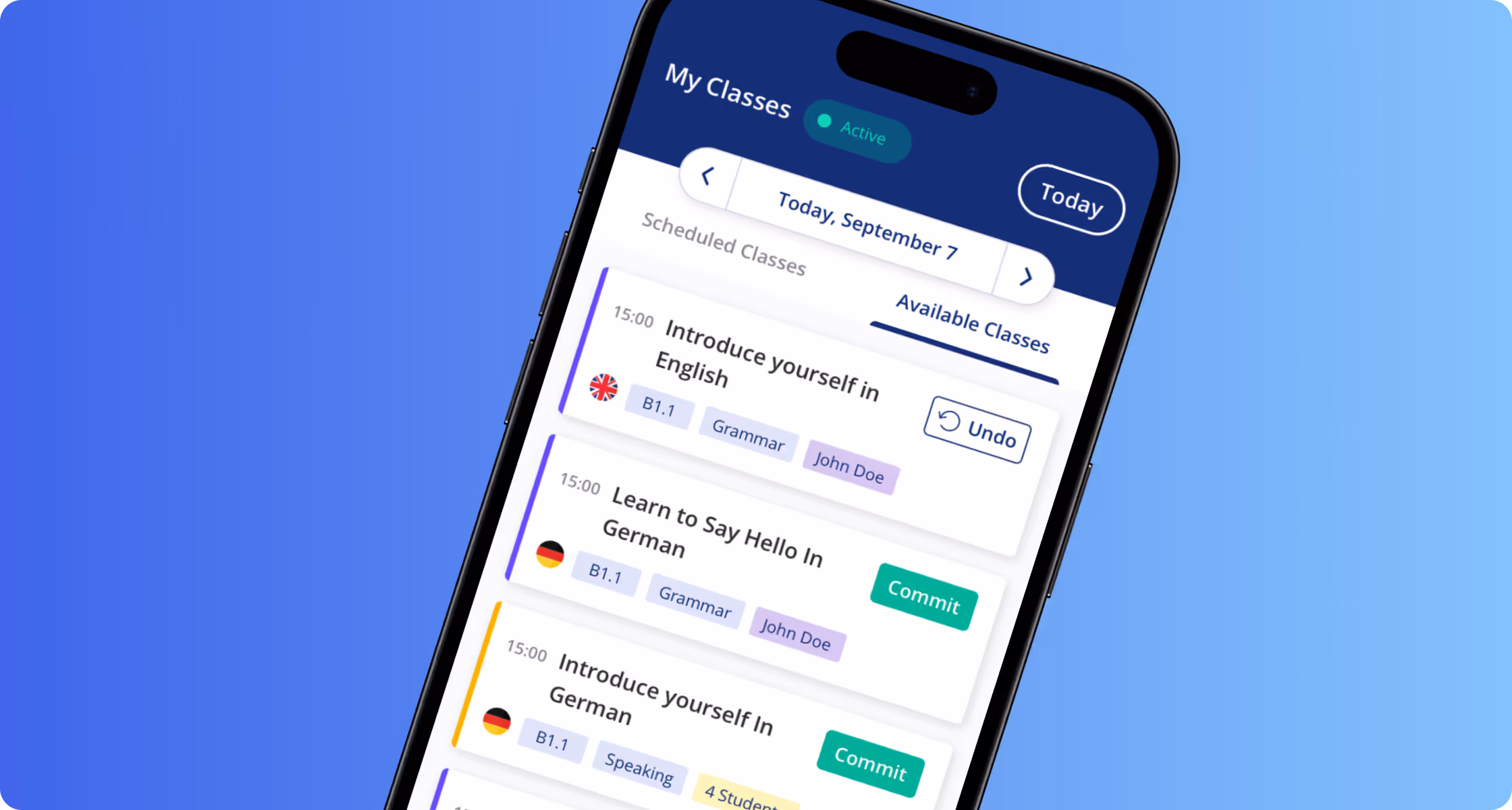 Mobile e-learning app